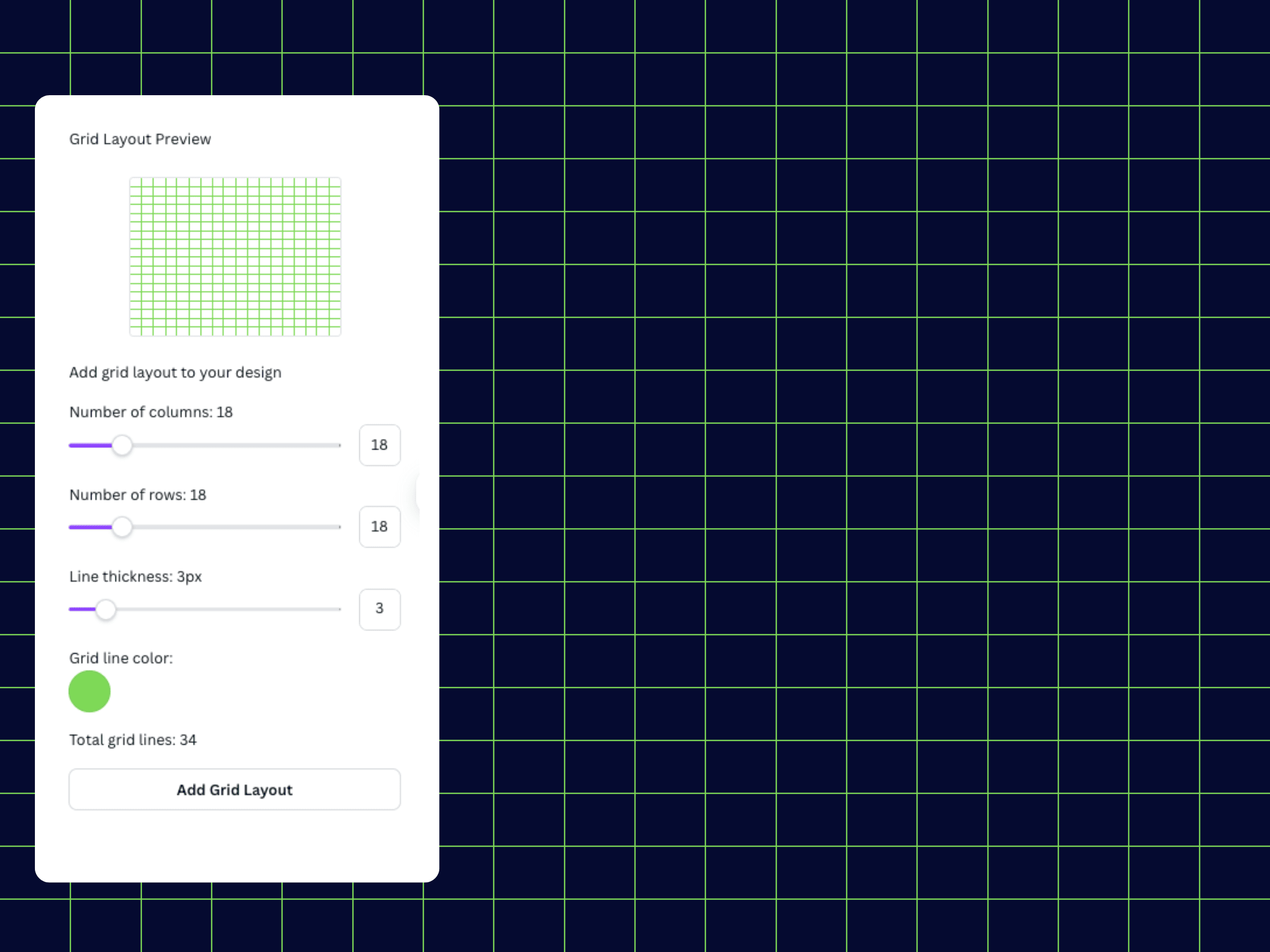 Gridlines app showing dynamic grid generation